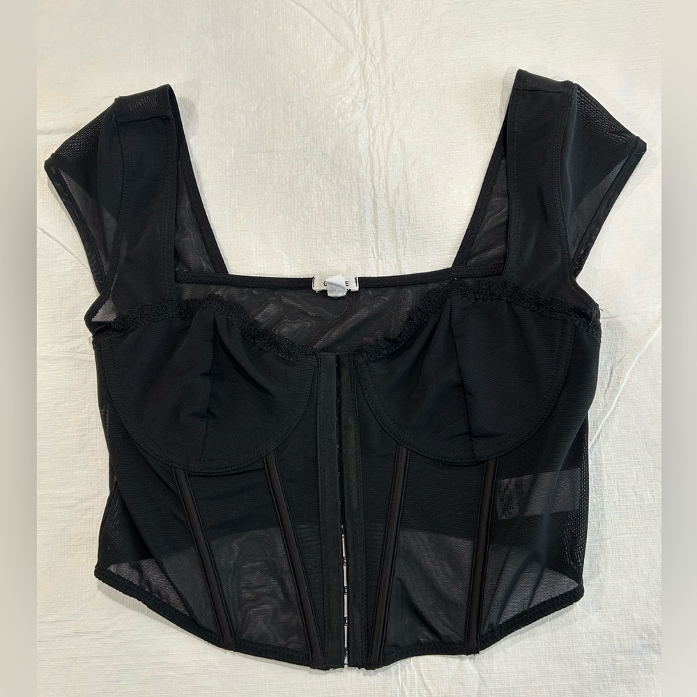 Garage Black Mesh Corset Bra Top